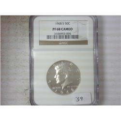 1968-S KENNEDY HALF DOLLAR NGC PF68 CAMEO