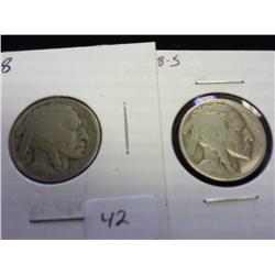 1918 & 18-S BUFFALO NICKELS (GOOD)