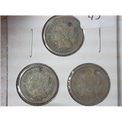 3-HOLED THREE CENT PIECES (NICKEL)