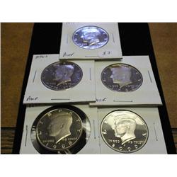 1975-S, 76-S, 80-S, 88-S & 00-S KENNEDY HALVES PF