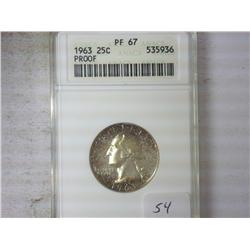 1963 WASHINGTON QUARTER ANACS PF67