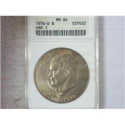 1976-D VARIETY ONE ANACS MS64