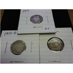 1914-P/D/S BARBER DIMES