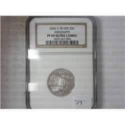 2002-S SILVER MISSISSIPPI QUARTER NGC PF69 ULTRA