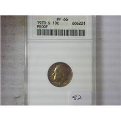 1970-S ROOSEVELT DIME ANACS PF66