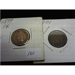 1899 & 1901 INDIAN HEAD CENTS