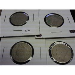 1890, 91, 92 & 96 LIBERTY "V" NICKELS
