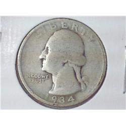 1934 WASHINGTON SILVER QUARTER