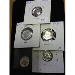1958, 60, 61, 63 & 64 ROOSEVELT DIMES PROOF
