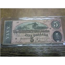 1864 CONFEDEERATE STATES OF AMERICA $5 NOTE