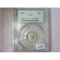 1940 MERCURY DIME PCGS MS65
