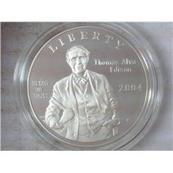 2004 THOMAS EDISON PROOF US SILVER DOLLAR