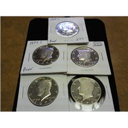 1968-S, 74-S, 76-S, 77-S & 78-S KENNEDY HALVES PF
