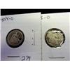 Image 1 : 1854-O AND 58-0 SEATED LIBERTY HALF DIMES (HOLED)