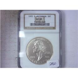 1993-P JEFFERSON US SILVER DOLLAR