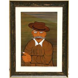 Josip Horvat, Portrait of a Man, Glass Oil Painting