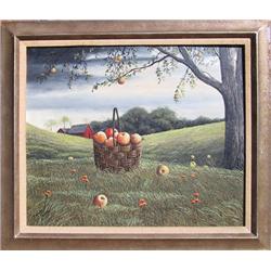 Thomas Kerry, Basket of Apples, Oil Painting