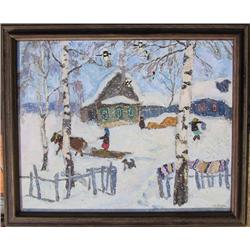 Moisey Kogan, Winter Scene, Oil Painting