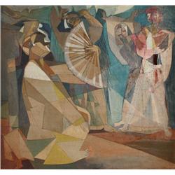 John F. Leonard, Cubist Scene, Oil Painting