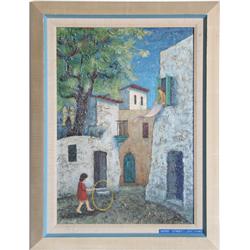 Zvi Livni, Safed Street, Oil Painting