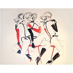 Antonio Lopez, Eha and Helmut Newton, Ink Drawing