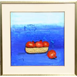 Nasser Ovissi, Three Pomegranates in Bowl, Oil Painting