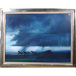 Robert Peak, Horses, Pastel Drawing