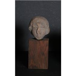Pre-Columbian, Head Fragment, Terra Cotta Sculpture