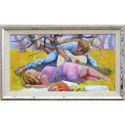 Anton Refregier, Picnic, Oil Painting