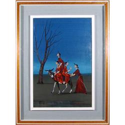 Mauro Rigacci, Four Monks on a Donkey, Oil Painting