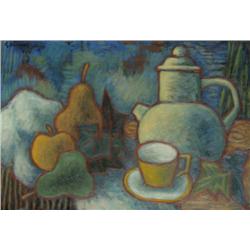 L. Marcel Salinas, Theiere, Poires et Bierre, Painting