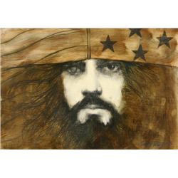 Ramon Santiago, Self-Portrait, Oil on Wood