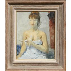 Raphael Soyer, Woman Wearing a Slip, Oil Painting
