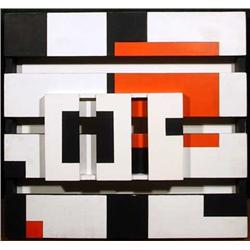 Pieter Wiegersma, Orange Square, 3-D Acrylic on Wood Construction