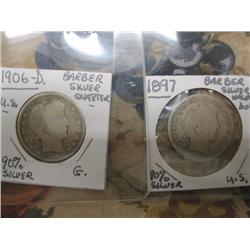 1897 Barber Silver Half Dollar & 1906-D Barber Silver Quarter