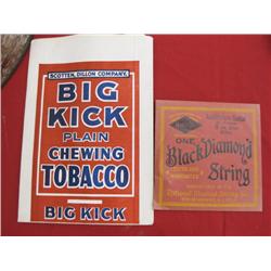 Big Kick Plain Chewing Tobacco Paper Bag & One Black Diamond String Guitar String-MIP