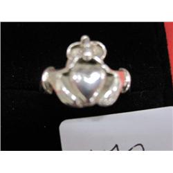 Sterling Silver Ring Size 6 1/4 Religious Heart & Hands-Nice