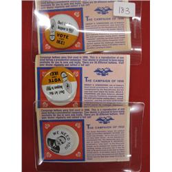 Campaign Buttons Mint on Cards -1932 & Two For  1956
