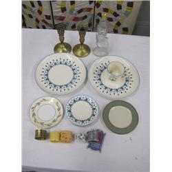 Boxed Lot Dishes-Candlesticks