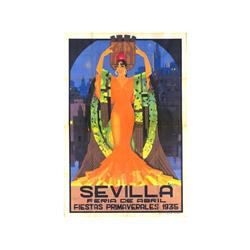 SEVILLA. FERIA DE ABRIL. BALCERA. 1935. 165x111cm. (65x43,7in.). Litografía. A-. Entelado. FI