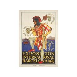 EXPOSICION INTERNACIONAL BARCELONA. ROJAS. 1929. 100x70cm. (39x27in.). Litografía. B. Marcas
