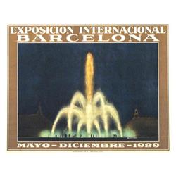 EXPOSICIÓN INTERNACIONAL DE BARCELONA. SANTACREU. 1929. 54x68cm. (21,2x26,8in.). Litografía.