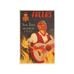 FALLAS SAN JOSE VALENCIA. MASIA, J. 1942. 96x66cm. (38x26in.). Litografía. B+. Entelado. FIES