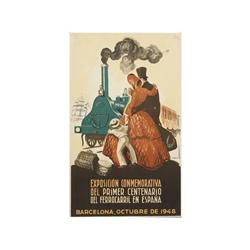 EXPOSICION CONMEMORATIVA DEL PRIMER CENTENARIO DEL FERROCARRIL EN ESPAÑA. MORELL. 1948. 48x30