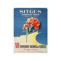 SITGES CORPUS 1953. XIV EXPOSICION NACIONAL DE CLAVELES. REY PADILLA. 1953. 64x19cm. (25x19in
