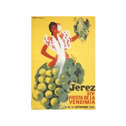 JEREZ. XIV FIESTA DE LA VENDIMIA. GARBAYO. 1961. 100x68cm. (39x27in.). Offset. B-. Rasgadura