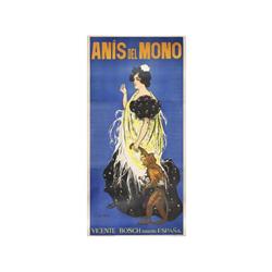 ANIS DEL MONO. CASAS, R. 1899. 219x112cm (86,2x44in.). Litografía. A-. Entelado. PUBLICIDAD.