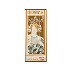 CRISANTEMS. RIQUER, A. DE. (1900 CA.). 56x27cm. (22x10,5in.). Litografía. A. ARTE Y CULTURA.
