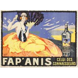 FAP´ANIS. DELVAL. (1910 CA.). 160x120cm. (63x47in.). Litografía. B. Algunas rasgaduras. PUBLI