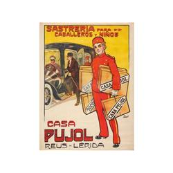SASTRERIA DE PARA CABALLEROS Y NIÑOS CASA PUJOL. FLORIT. (1920 CA.). 125x90cm. (49x35in.). Li